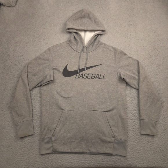 Nike Other - Nike Baseball Dri FIT Hoodie Men‎ L Gray Fleece Pullover BQ8456 063